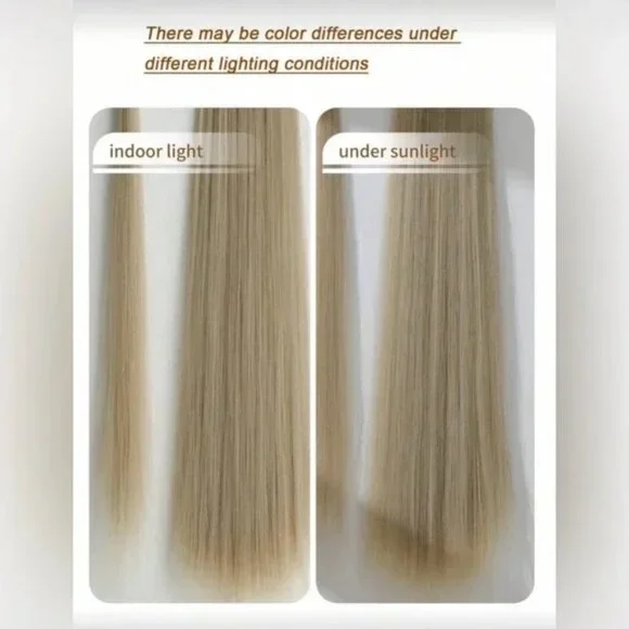 28” Human Hair Blend Wrap Around Ponytail – Silk Straight, Natural Ash Blonde - Picture 10 of 10